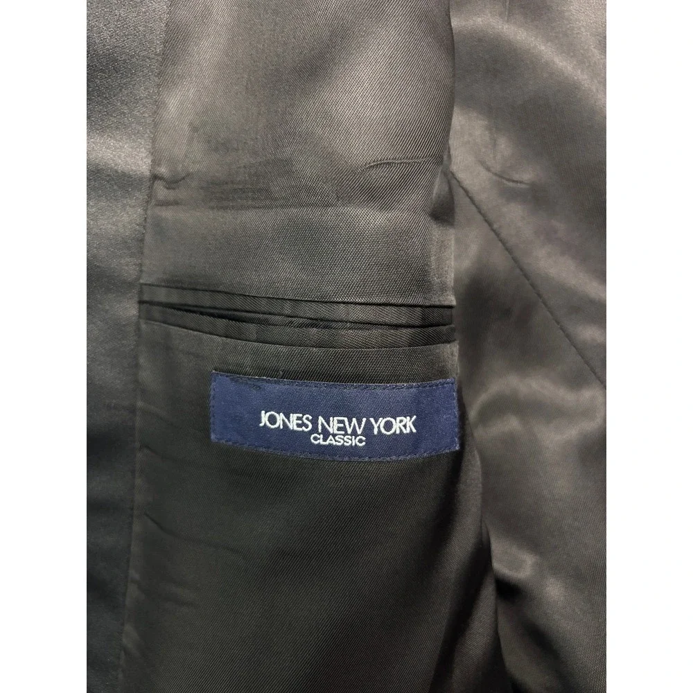 vtg Y2K Jones New York 43S 36x32 Black Tuxedo 2pc Pant Suit Wool Satin Formal
